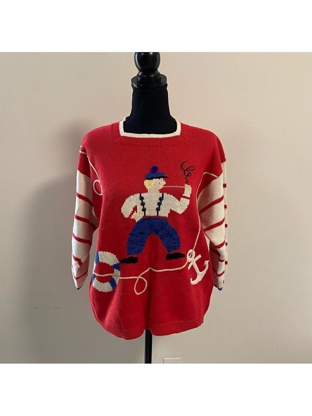 Ashleigh Morgan Sweater Women’s 40/10 US Nautical Sailor novelty Knit Sweater